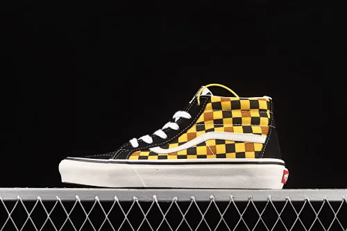 All categories Vans Vans series Vans Mid Vans China Special offer Vans Sk8-Mid Vans black blue orange plaid color mid-top casual sneakers VN0A3WM3SW1